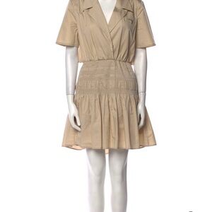 Self-Portrait Tan Mini Dress with Short Sleeves